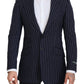 Elegant Navy Slim Fit Wool Blazer