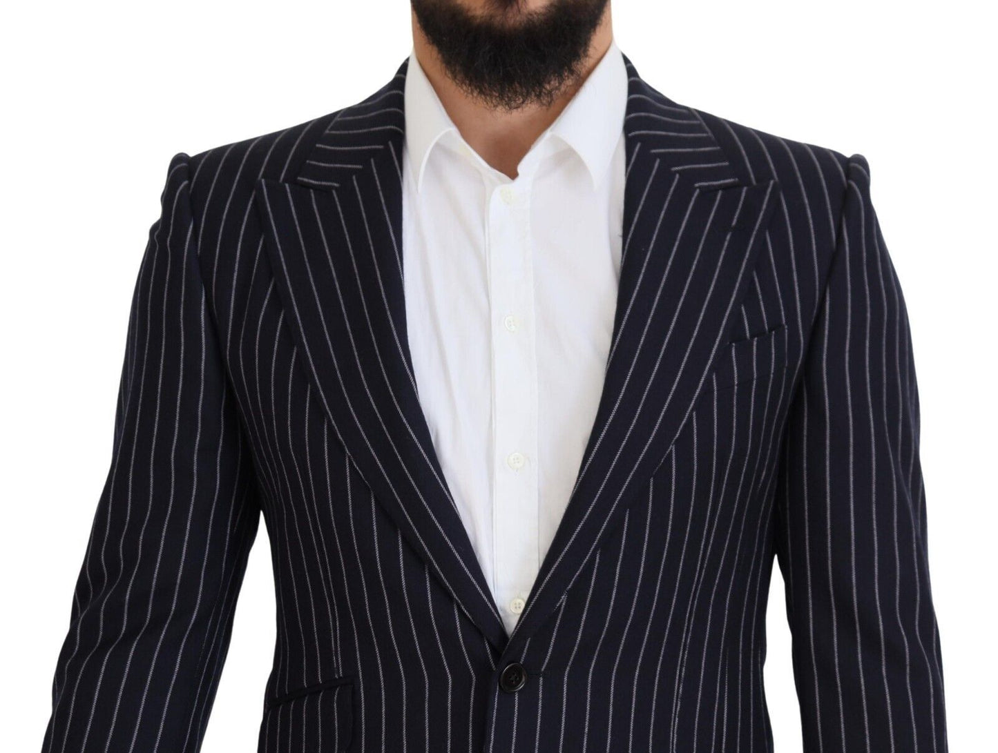 Elegant Navy Slim Fit Wool Blazer