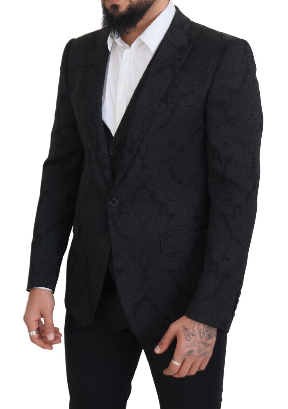 Elegante completo giacca e gilet nero Martini