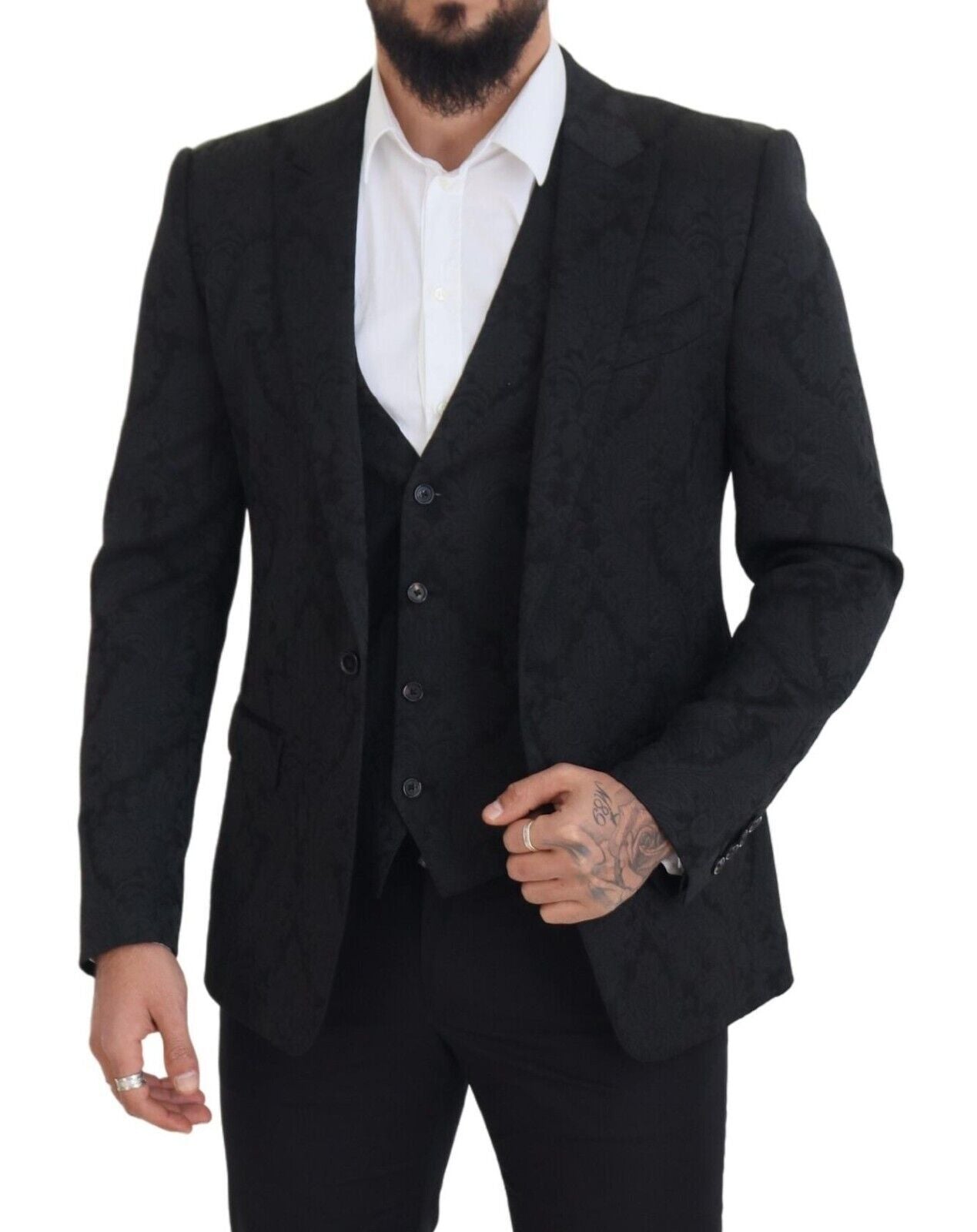 Elegante completo giacca e gilet nero Martini