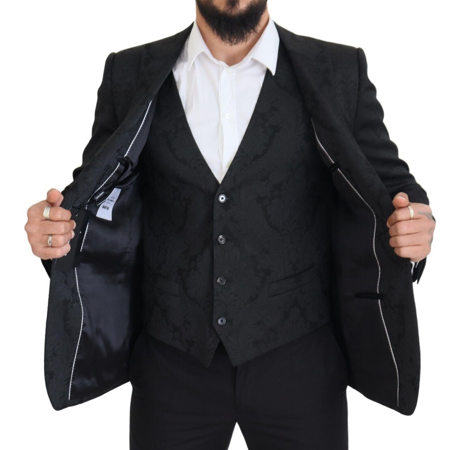 Elegante completo giacca e gilet nero Martini