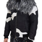 Elegant Shearling Zip Jacket in Black & White