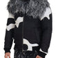 Elegant Shearling Zip Jacket in Black & White