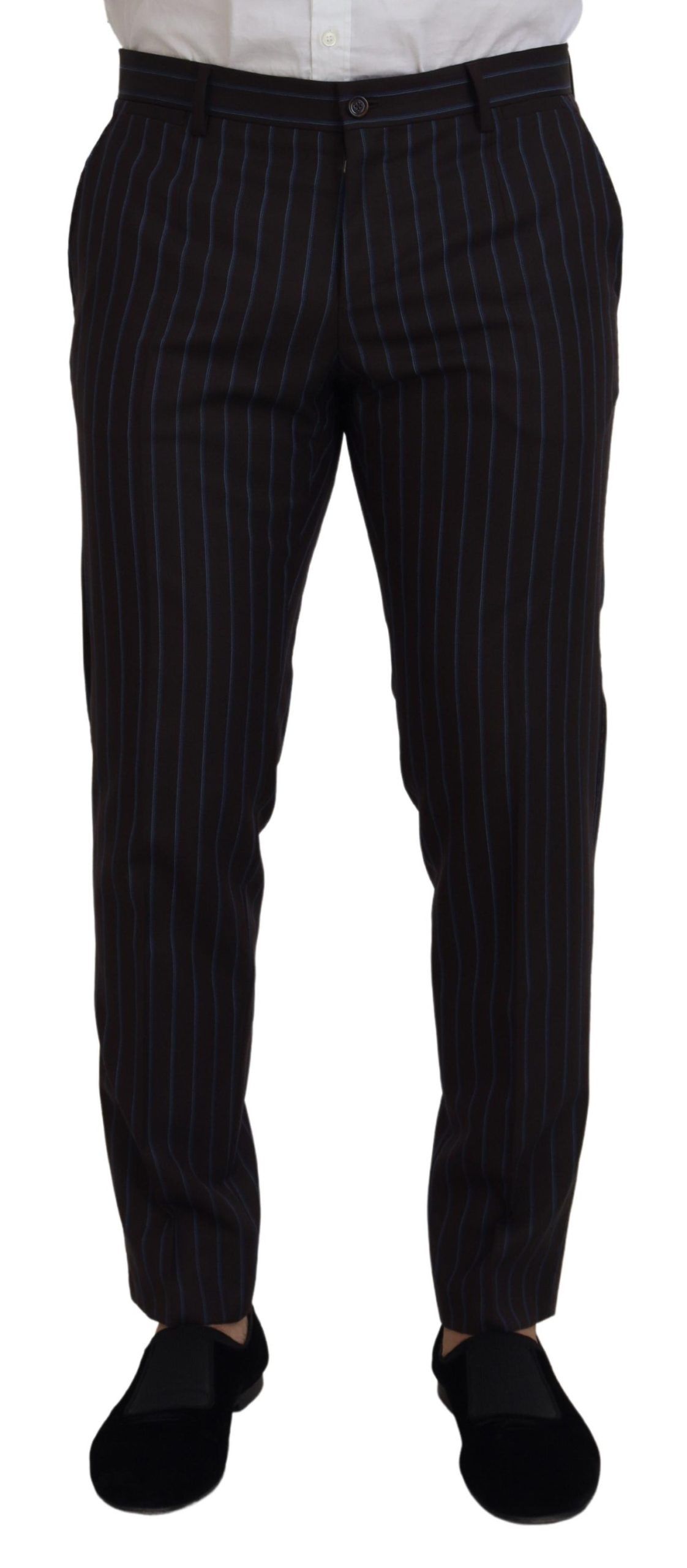 Elegante abito in lana vergine a righe nere