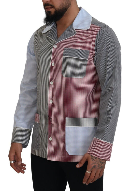 Mehrfarbiges Button-Down-Schlafshirt aus Baumwolle