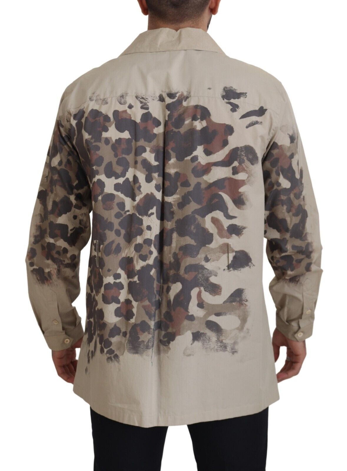 Beiges Button-Down-Freizeithemd aus Baumwolle