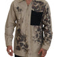 Beiges Button-Down-Freizeithemd aus Baumwolle