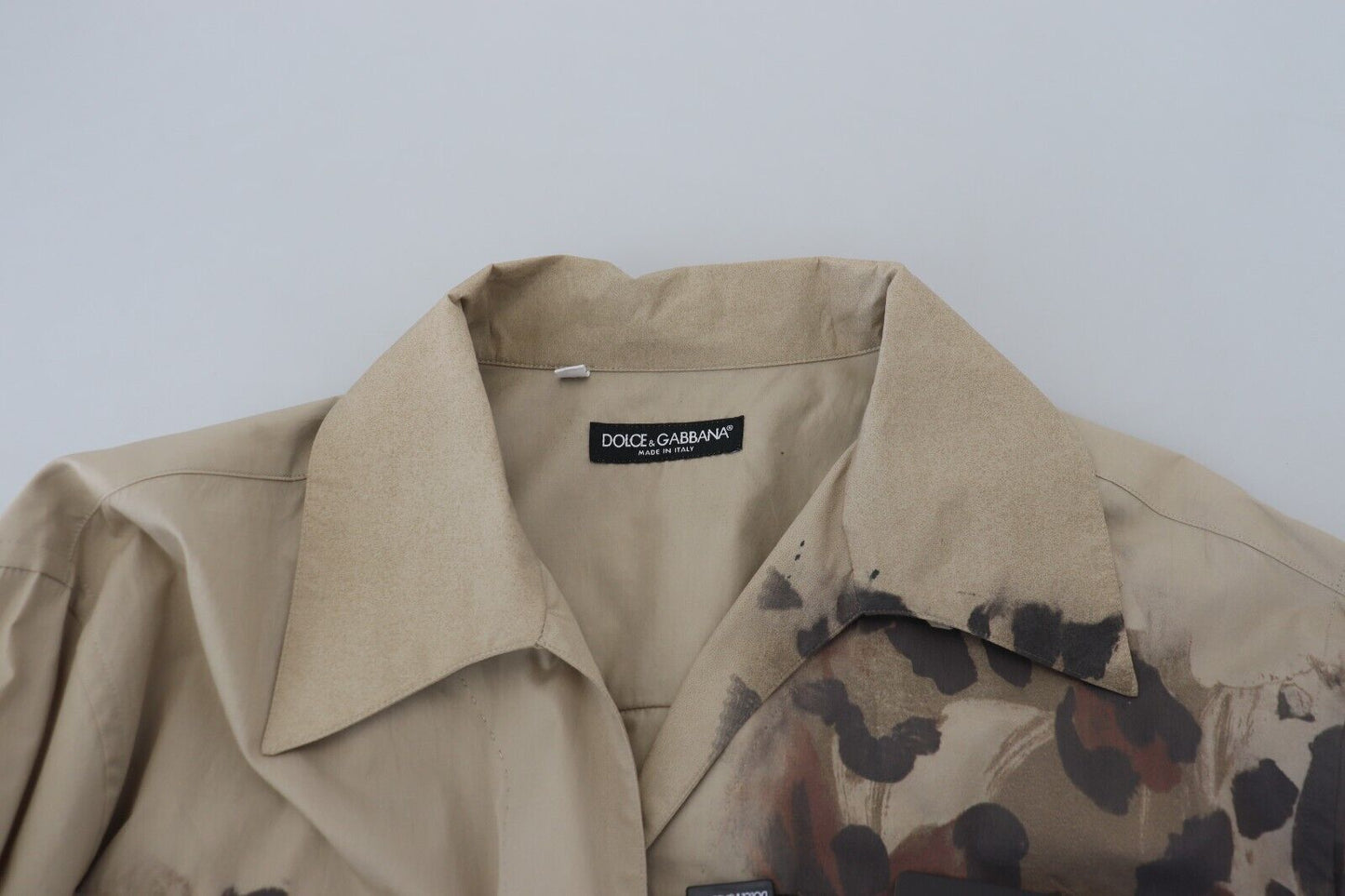 Beiges Button-Down-Freizeithemd aus Baumwolle