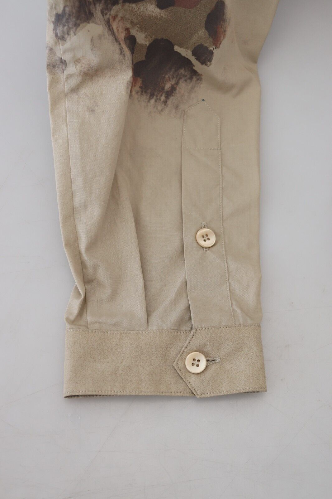 Beiges Button-Down-Freizeithemd aus Baumwolle