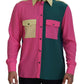Elegantes mehrfarbiges Button-Down-Hemd aus Seide