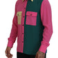 Elegantes mehrfarbiges Button-Down-Hemd aus Seide