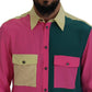 Elegantes mehrfarbiges Button-Down-Hemd aus Seide