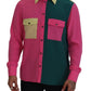 Elegantes mehrfarbiges Button-Down-Hemd aus Seide