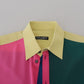 Elegantes mehrfarbiges Button-Down-Hemd aus Seide