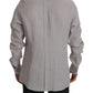 Elegantes graues Slim Fit Leinenhemd