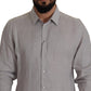 Elegantes graues Slim Fit Leinenhemd