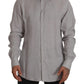 Elegantes graues Slim Fit Leinenhemd