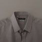 Elegantes graues Slim Fit Leinenhemd