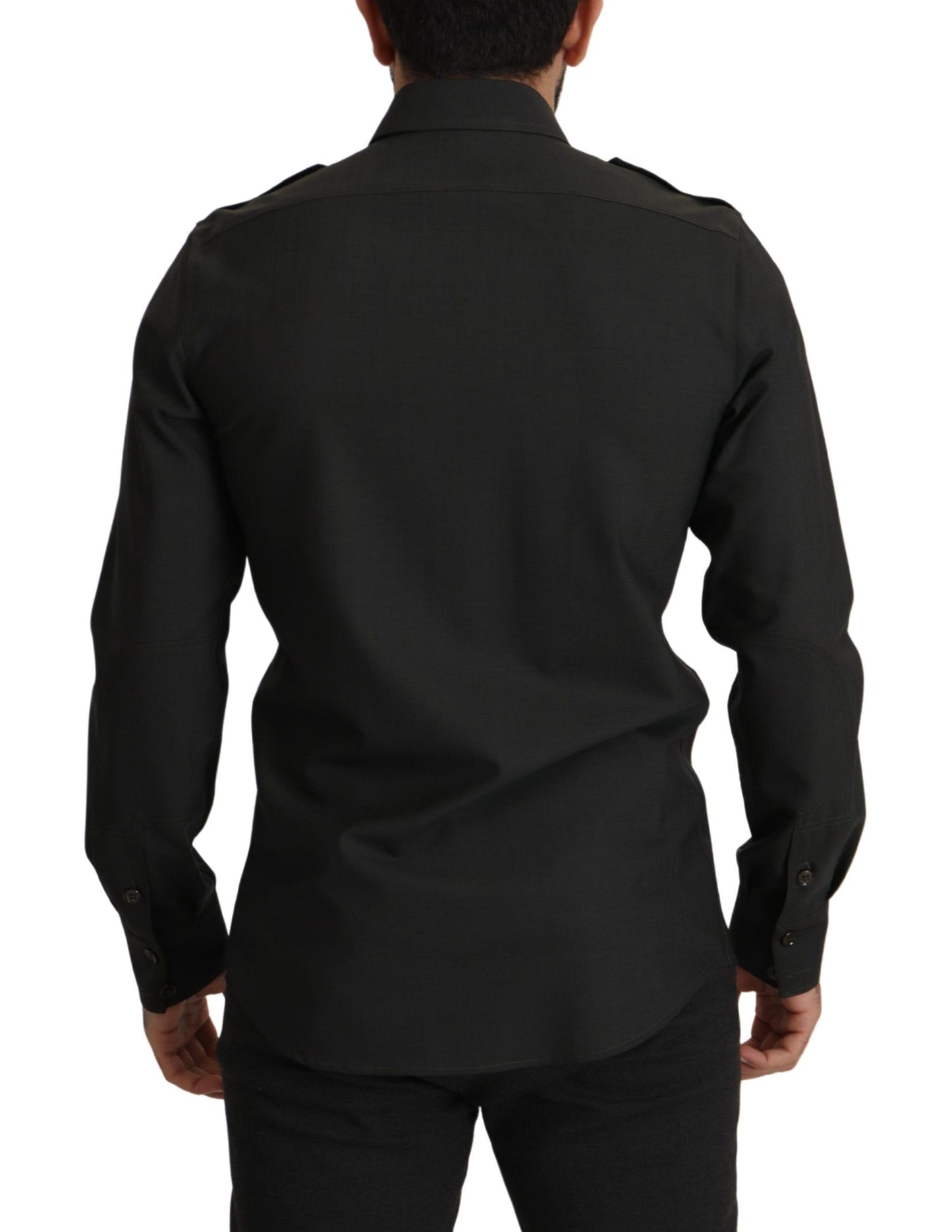 Elegantes Slim Fit Dunkelgrünes Baumwollhemd
