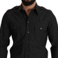 Elegantes Slim Fit Dunkelgrünes Baumwollhemd