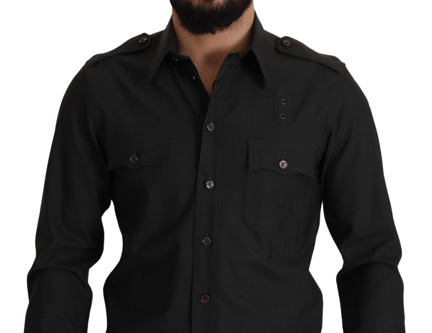 Elegantes Slim Fit Dunkelgrünes Baumwollhemd