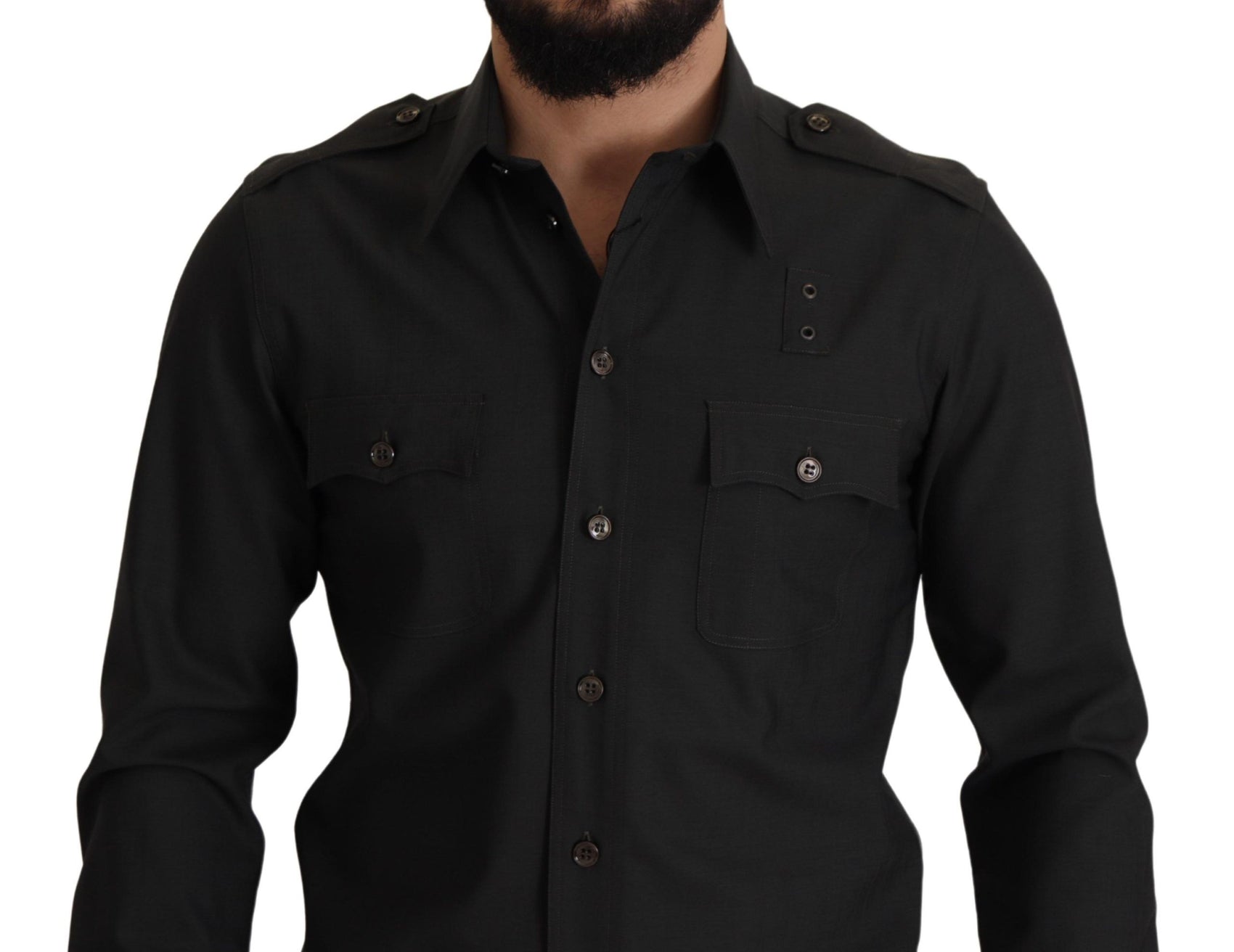 Camicia elegante in cotone verde scuro slim fit