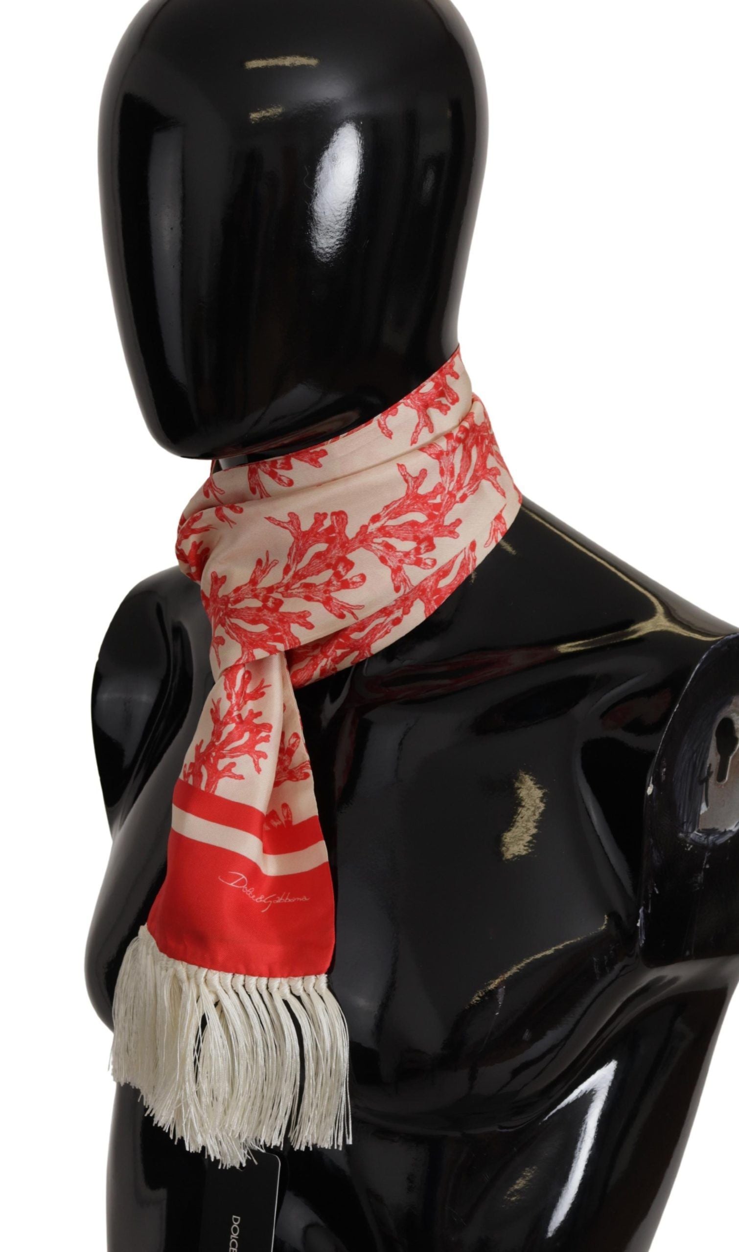 Elegante sciarpa da uomo in seta - Stampa corallo rosso