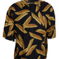 Schwarzes Leinenhemd mit Penne Rigate-Print