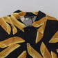 Schwarzes Leinenhemd mit Penne Rigate-Print