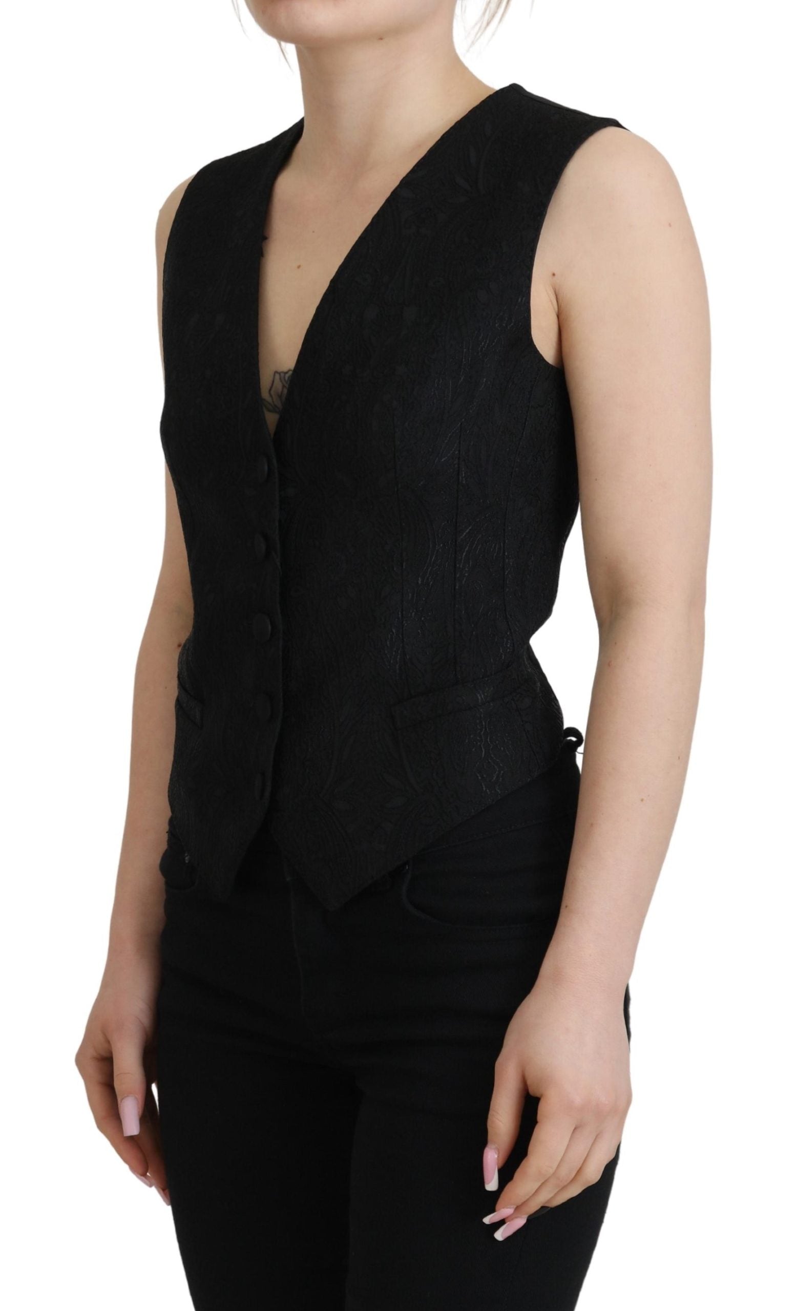 Elegante gilet in misto seta nero