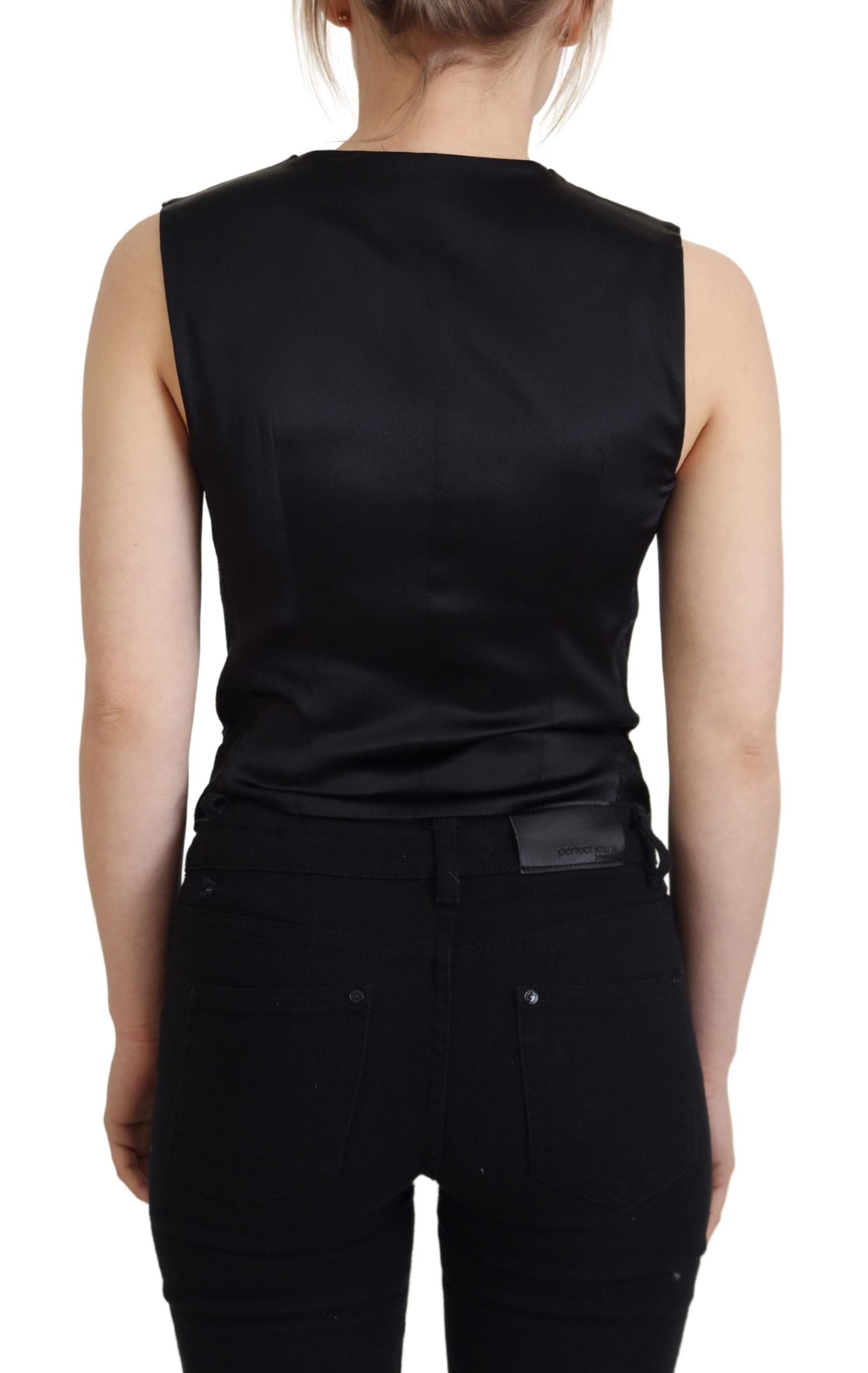 Elegante gilet in misto seta nero