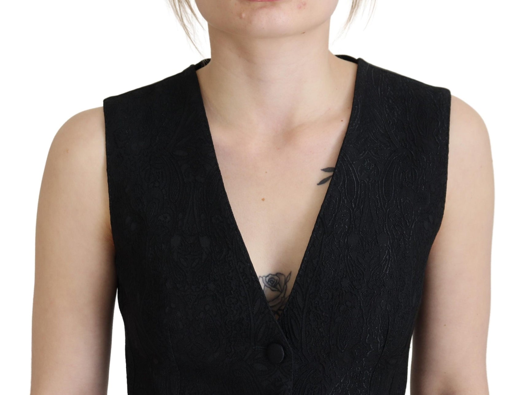 Elegante gilet in misto seta nero