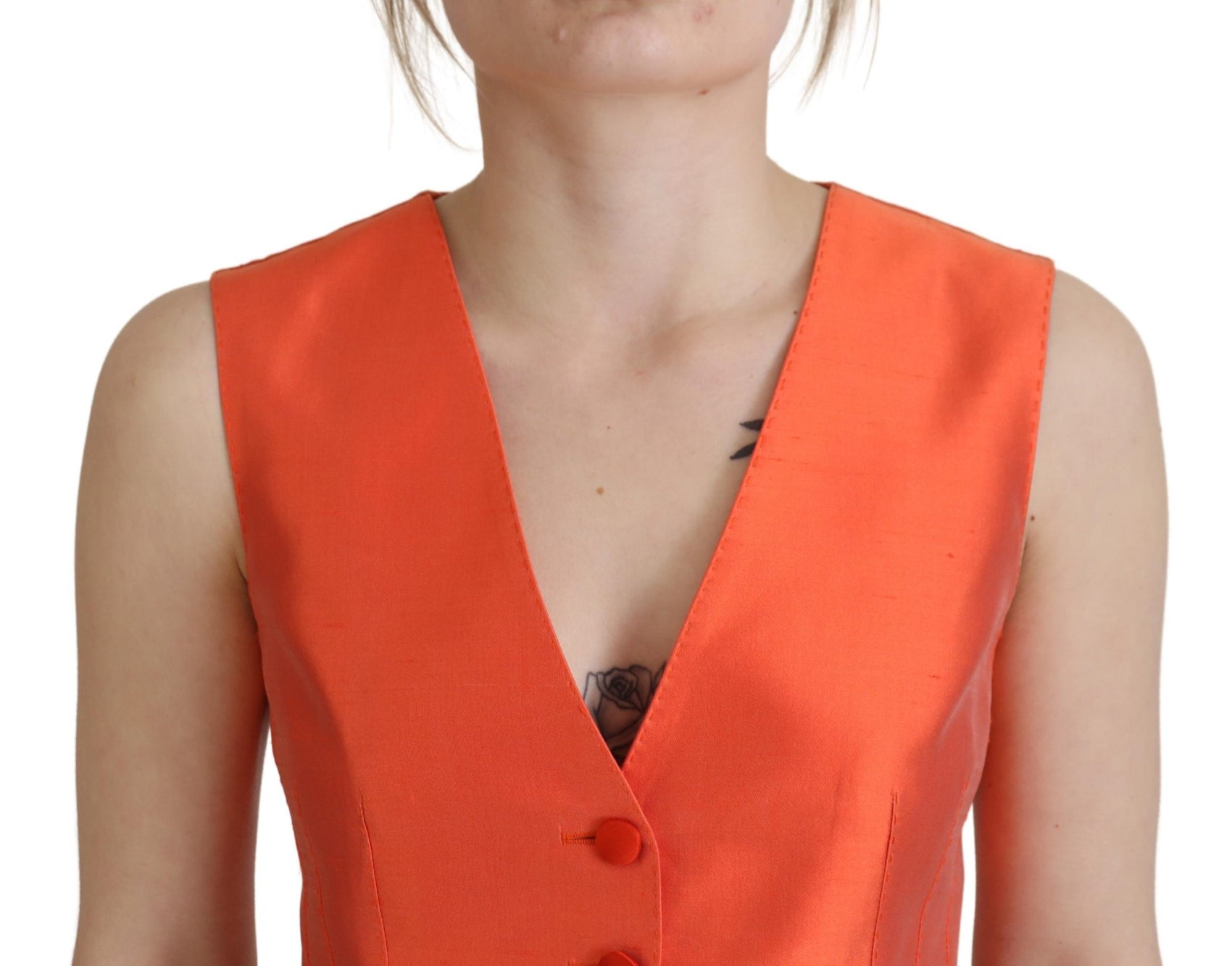 Elegante gilet in seta arancione