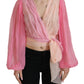 Blusa avvolgente in seta con scollo a V rosa