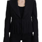 Elegant Black Stretch Wool Blazer