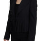 Elegant Black Stretch Wool Blazer