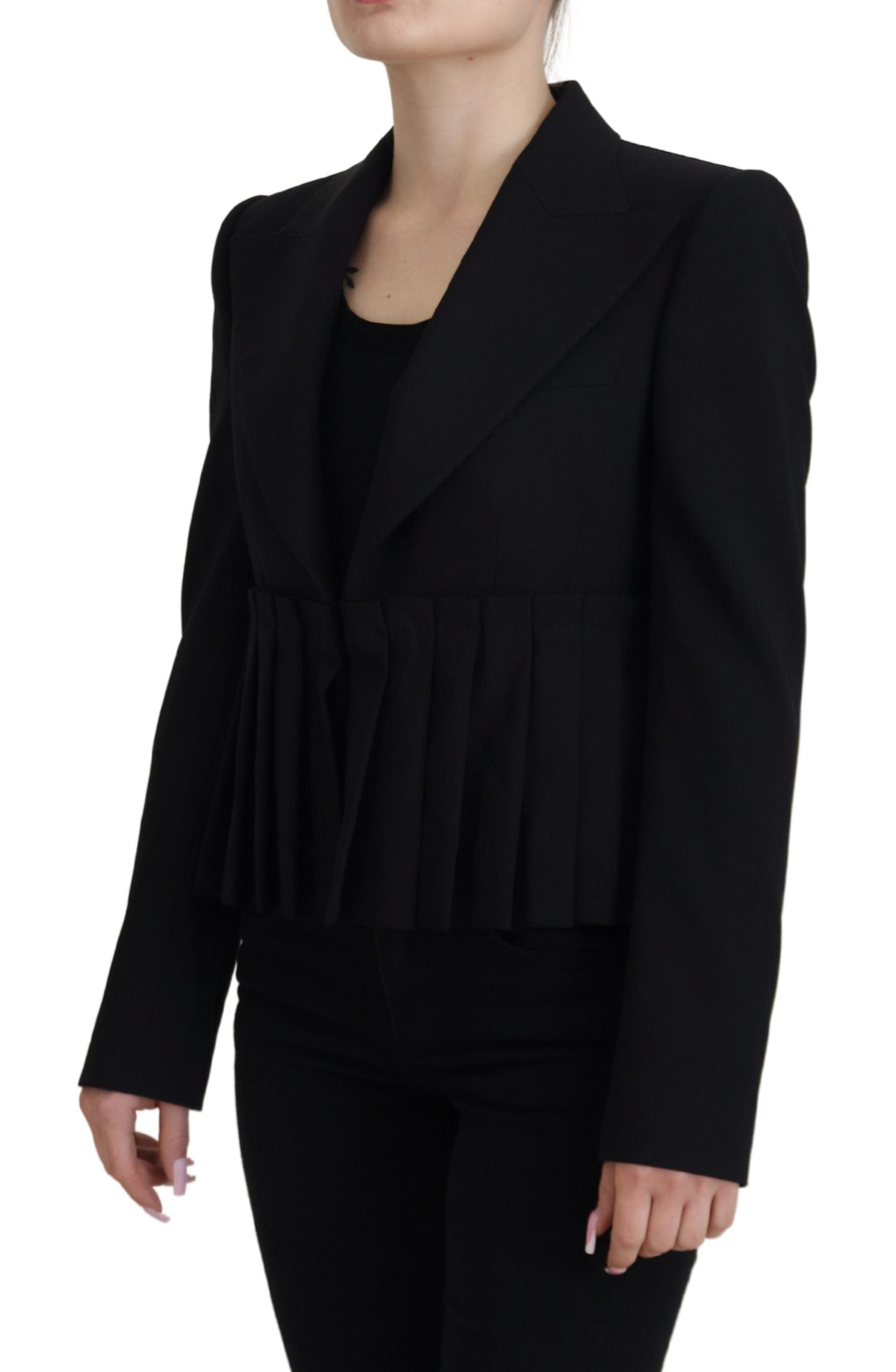 Elegante blazer in lana elasticizzata nera
