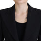 Elegant Black Stretch Wool Blazer