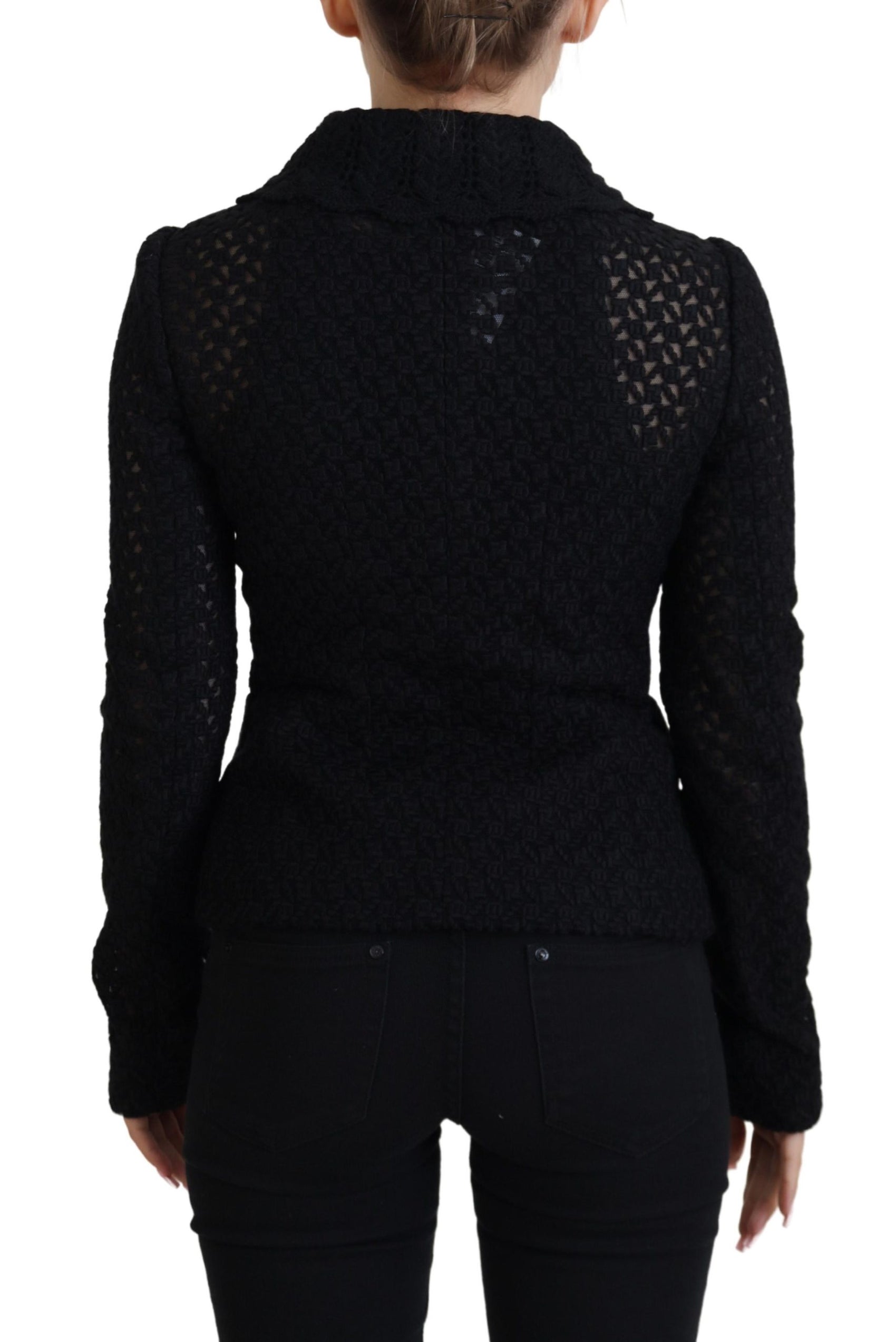 Elegante giacca con bottoni in misto lana nera