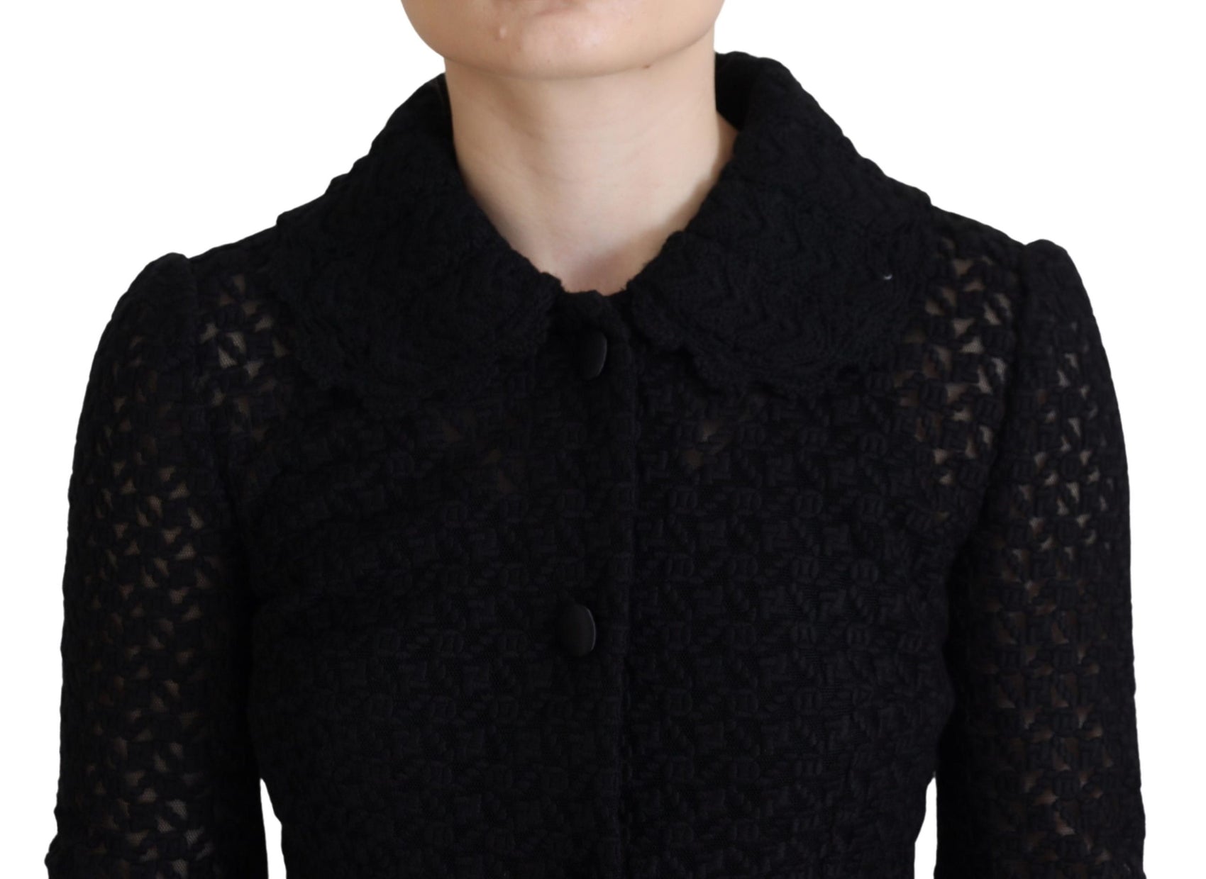 Elegante giacca con bottoni in misto lana nera