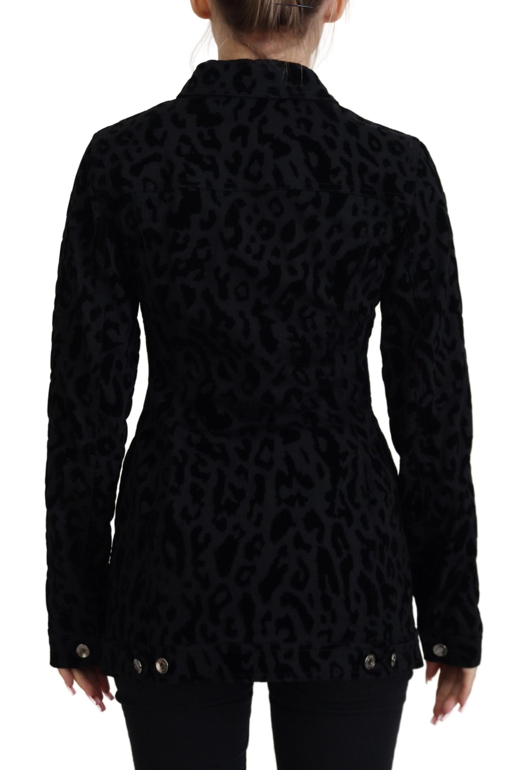 Giacca in denim con motivo leopardato chic