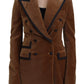 Elegant Double Breasted Brown Blazer Jacket