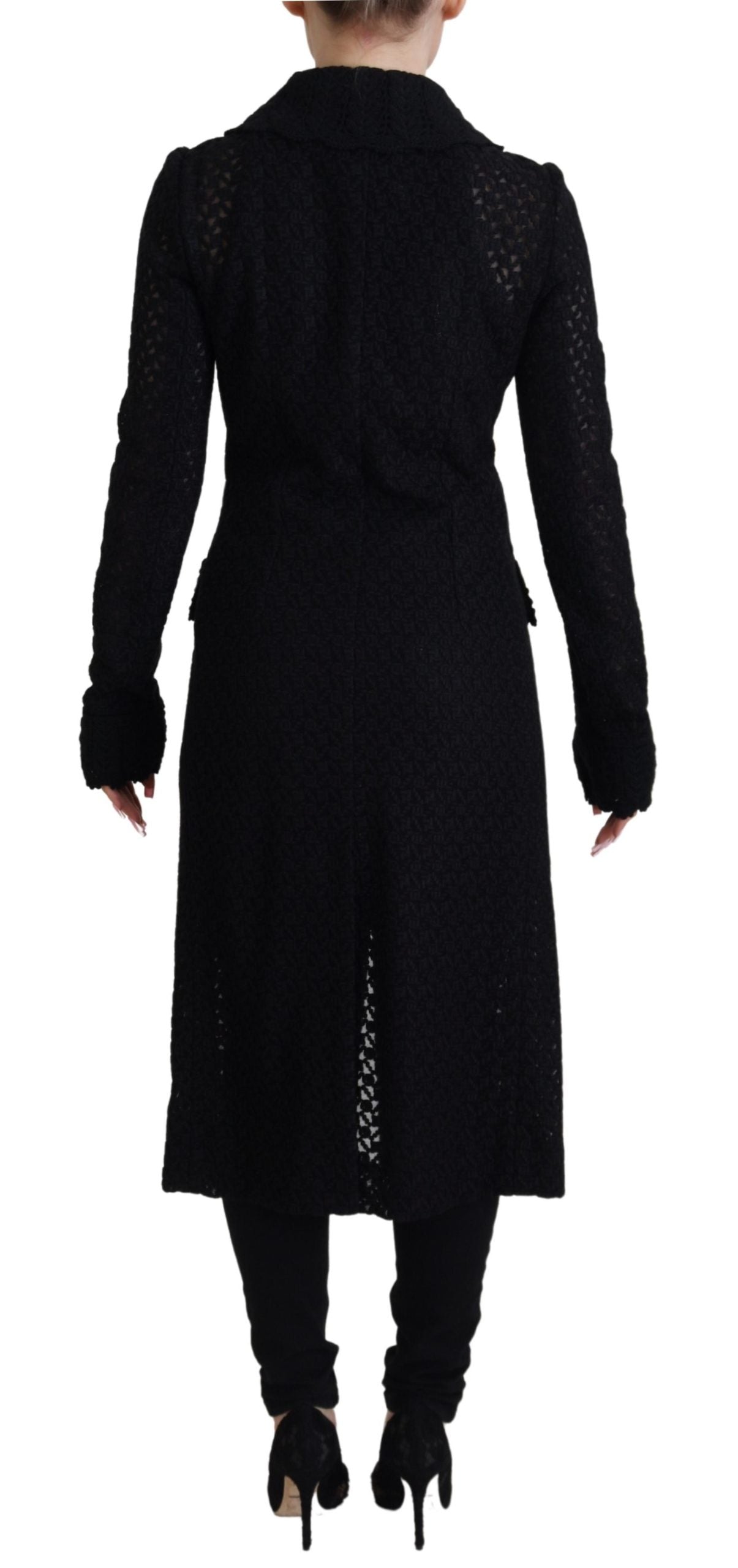 Giacca lunga classica in maglia con bottoni