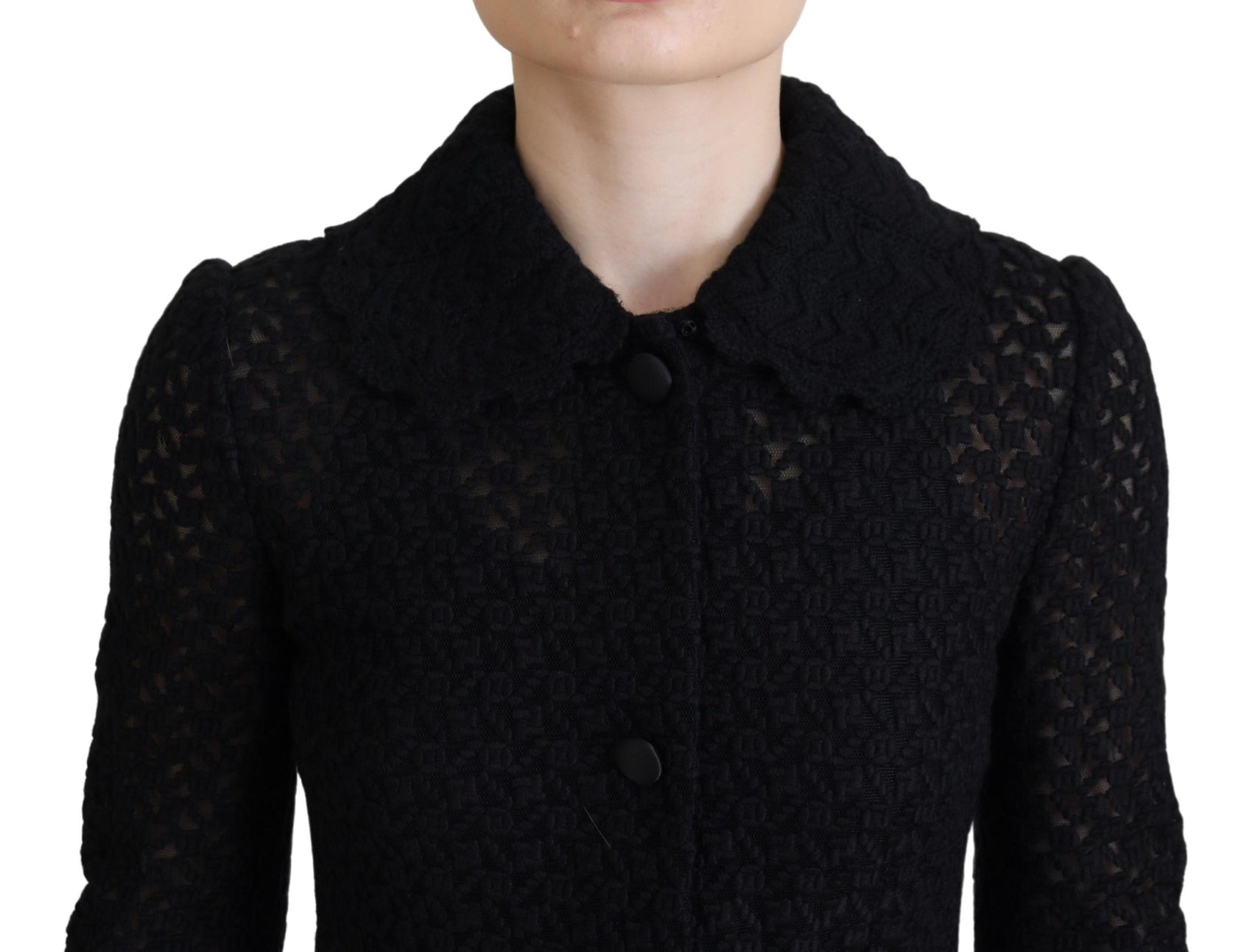 Giacca lunga classica in maglia con bottoni