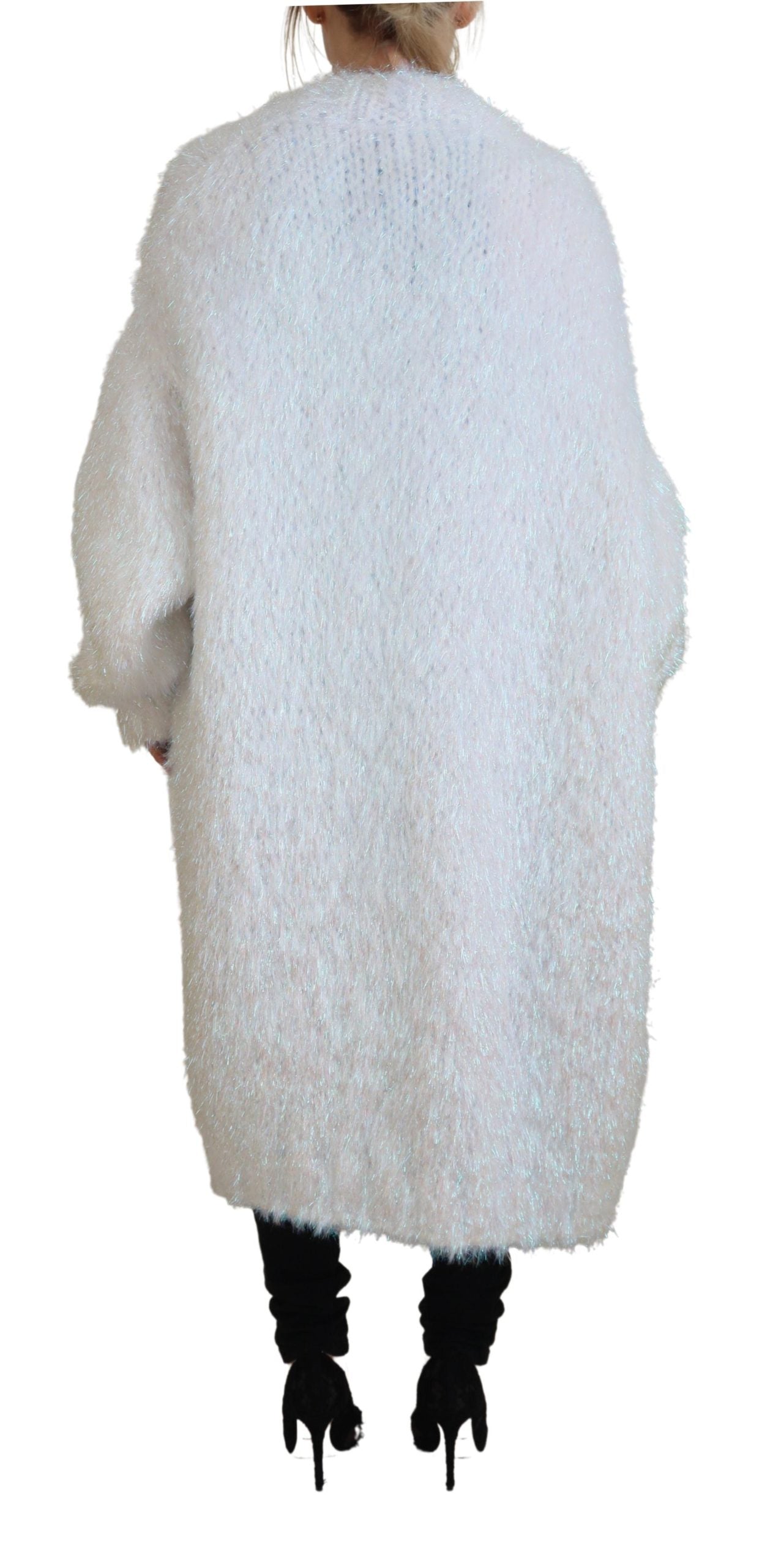 Elegante giacca cardigan a maniche lunghe bianca