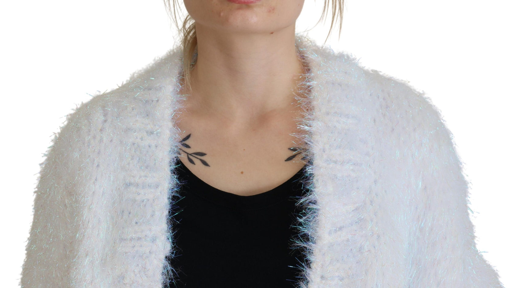 Elegante giacca cardigan a maniche lunghe bianca