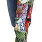 Jeans di lusso in denim blu jacquard patchwork
