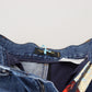 Jeans di lusso in denim blu jacquard patchwork