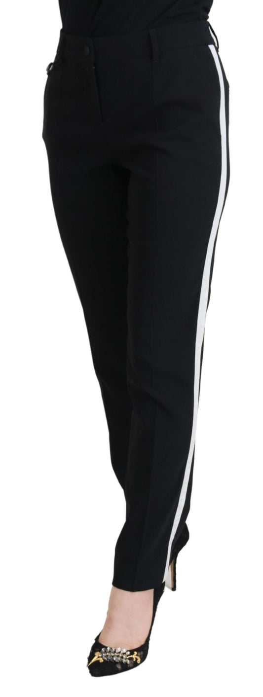 Pantaloni eleganti in lana e seta neri