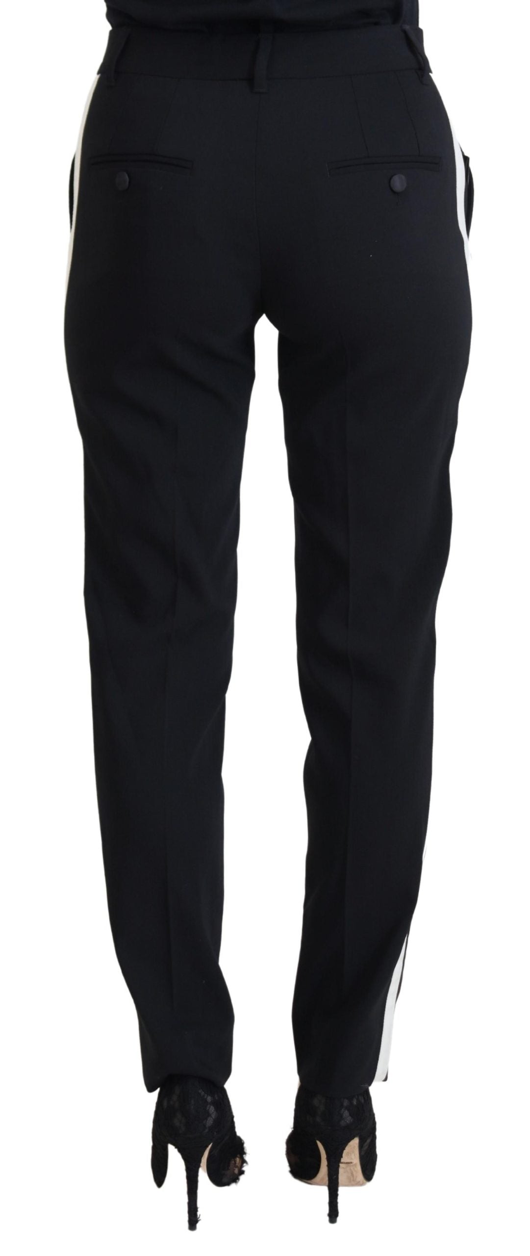 Pantaloni eleganti in lana e seta neri